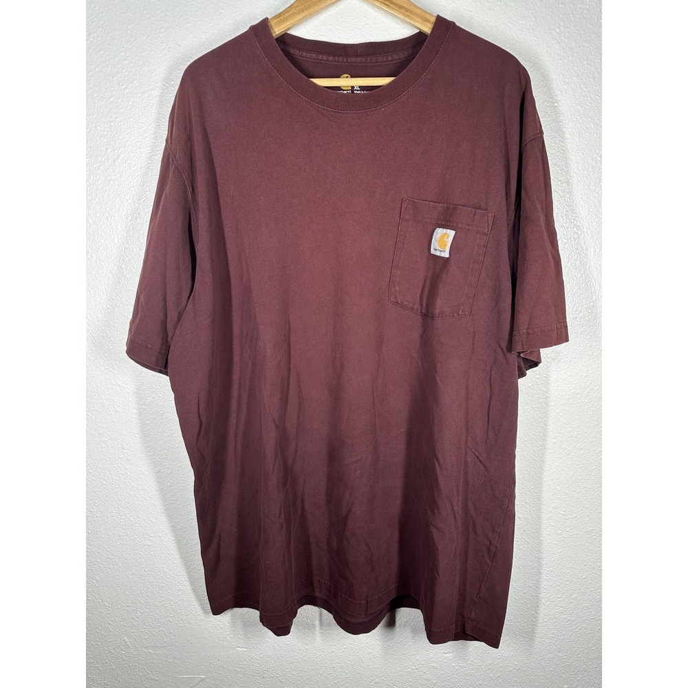 Carhartt Shirt Mens XL Red Pocket Workwear Tagless Crewneck Cotton‎ Tee Top